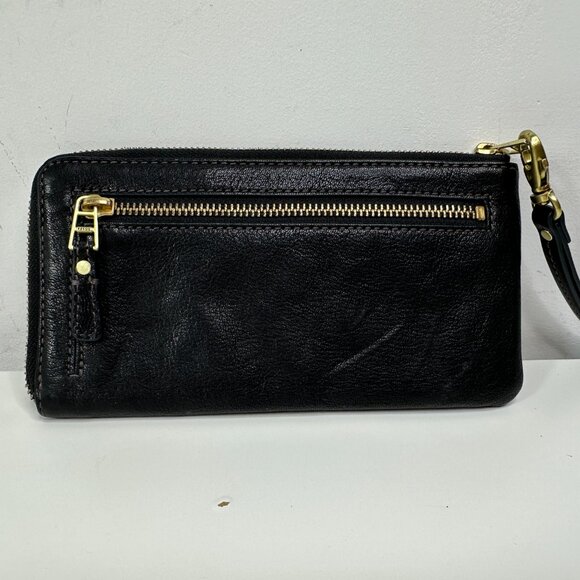 FOSSIL Wallet Wristlet Black Zip Around Clutch Leather Multicard - Picture 7 of 12